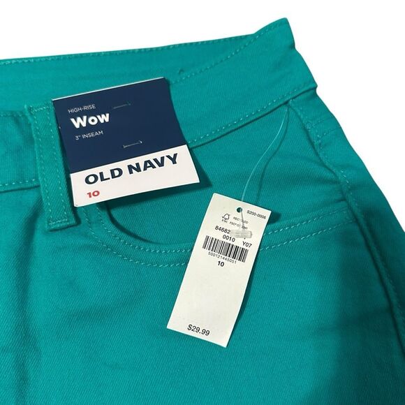 NWT Old Navy Teal WOW High Rise Denim Shorts - Size 10 - Picture 11 of 16